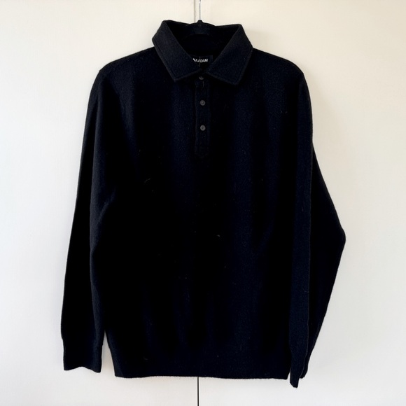 NWT Naadam Cashmere Long-sleeve Polo in Black - Picture 1 of 3